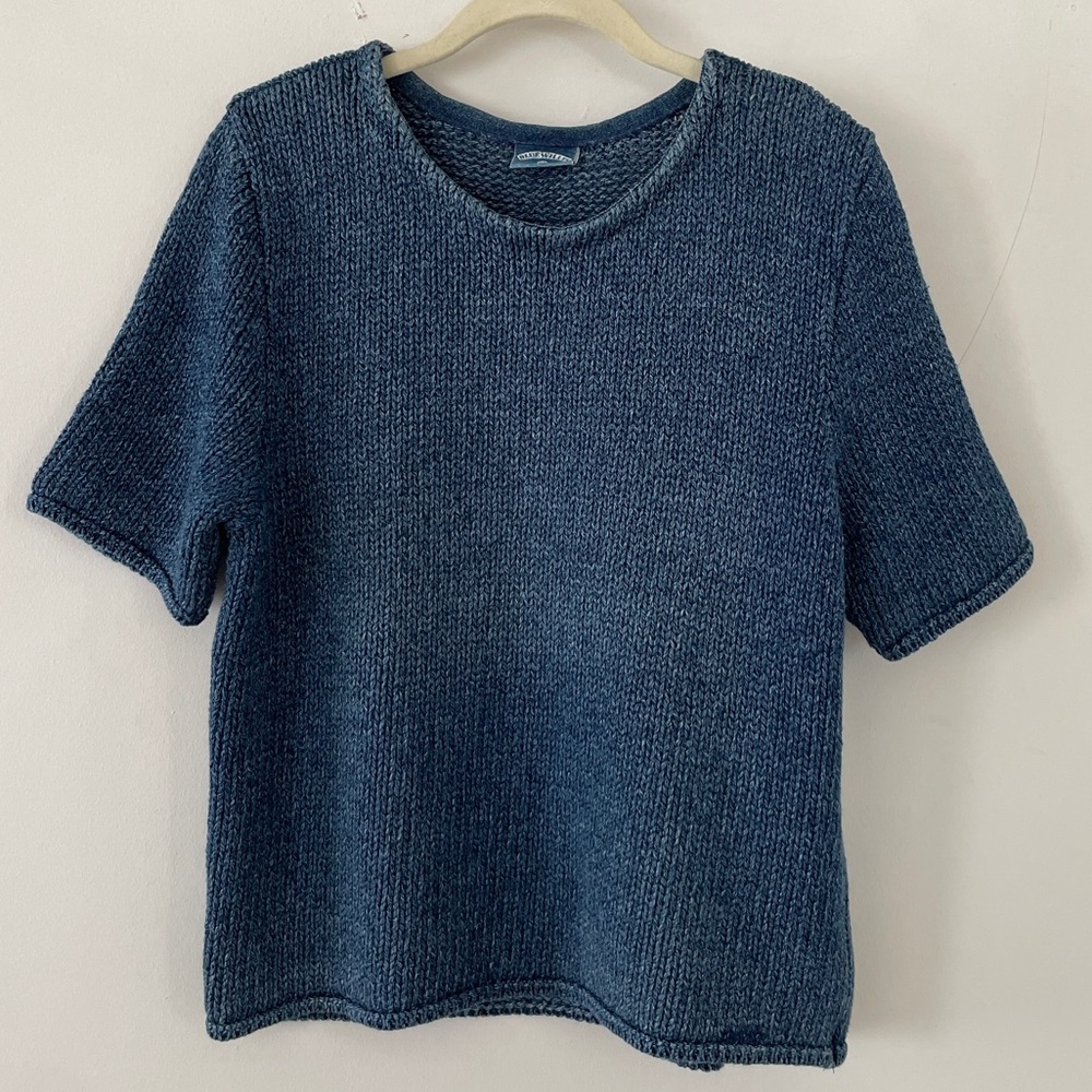 Vintage Indigo Dye Short Sleeve Cotton Knit Sweater Blue Willi’s XL